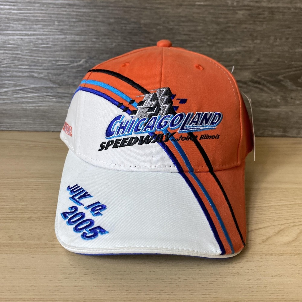 Vintage Chicagoland Speedway Hat Cap Strap Back NASCAR Racing Mens July 2005 200